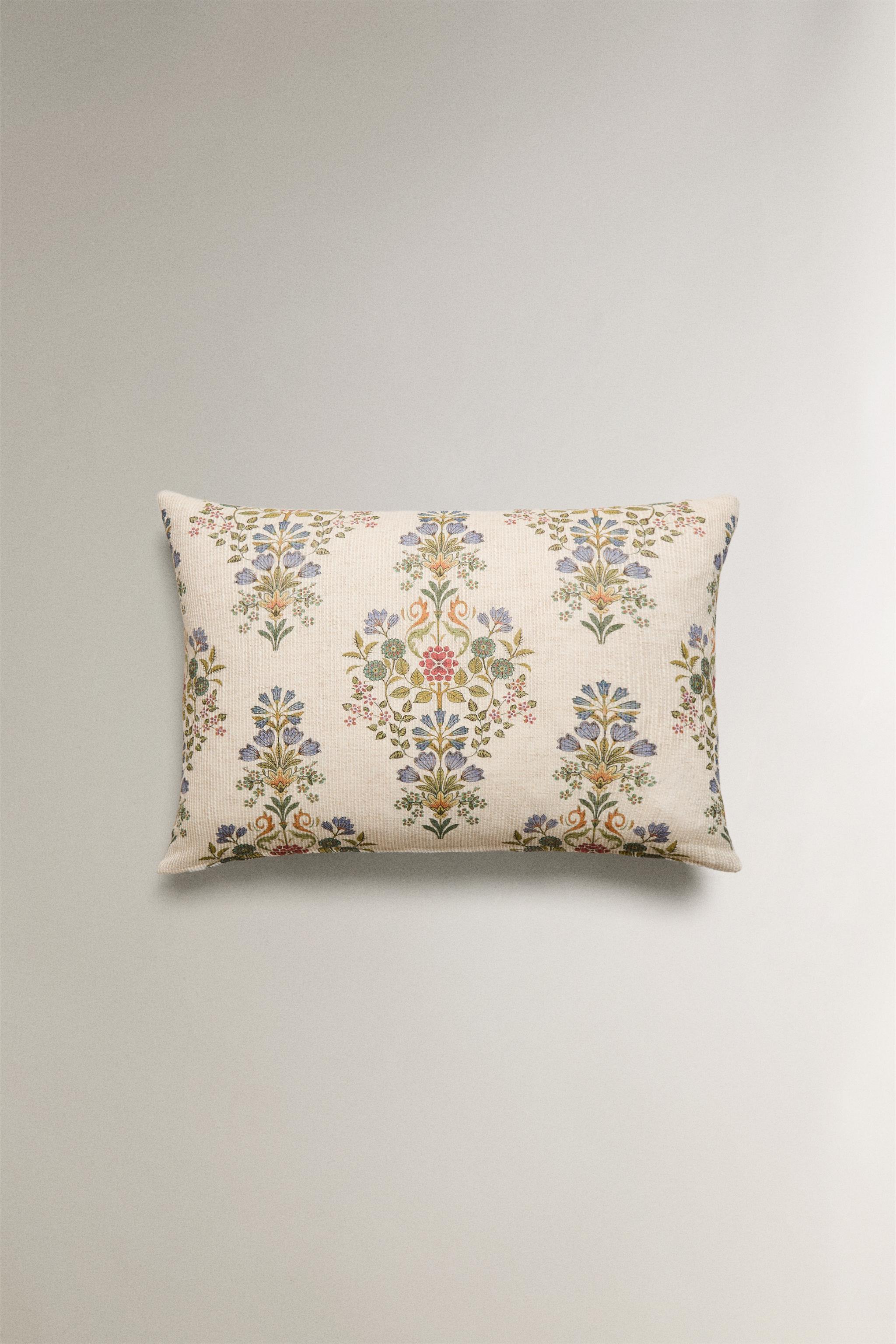 FLORAL COTTON THROW PILLOW COVER